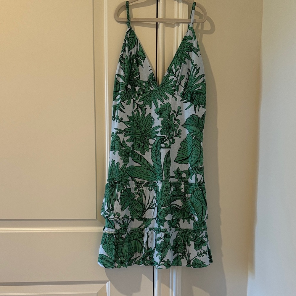 Aqua Green and Blue Toile Print Mini Dress